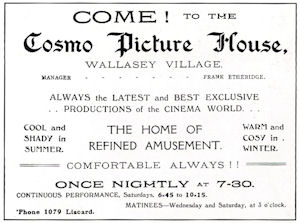Cosmo Cinema, advert, 1913